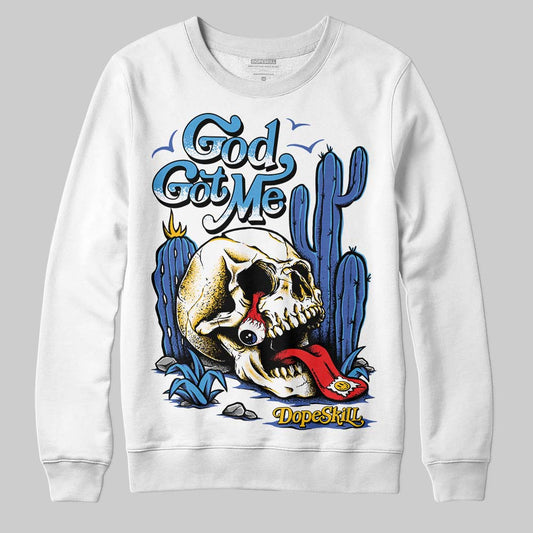 Royal Blue Sneakers DopeSkill Sweatshirt God Got Me Graphic Streetwear - White