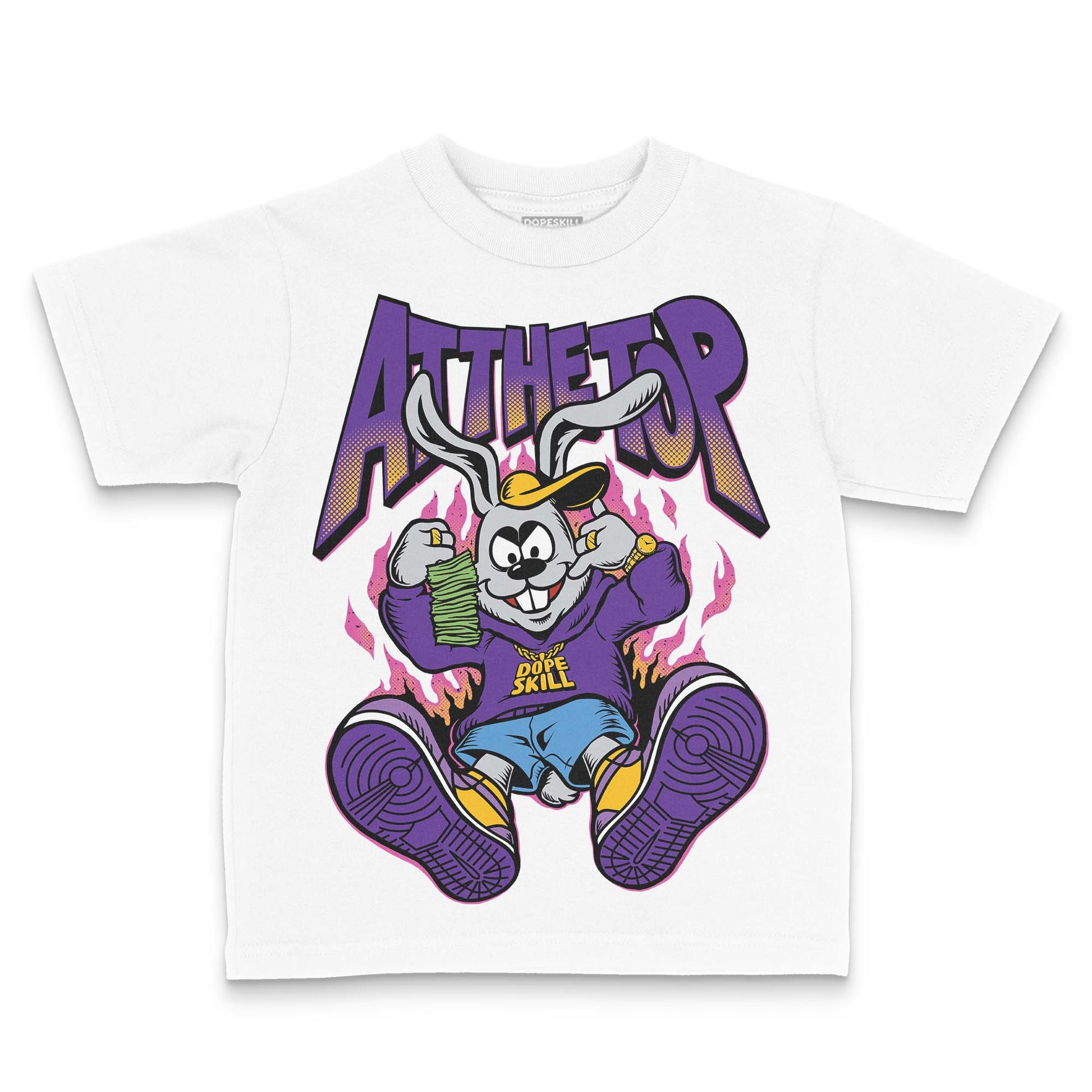 PURPLE Sneakers DopeSkill Toddler Kids T-shirt At The Top Graphic Streetwear - White