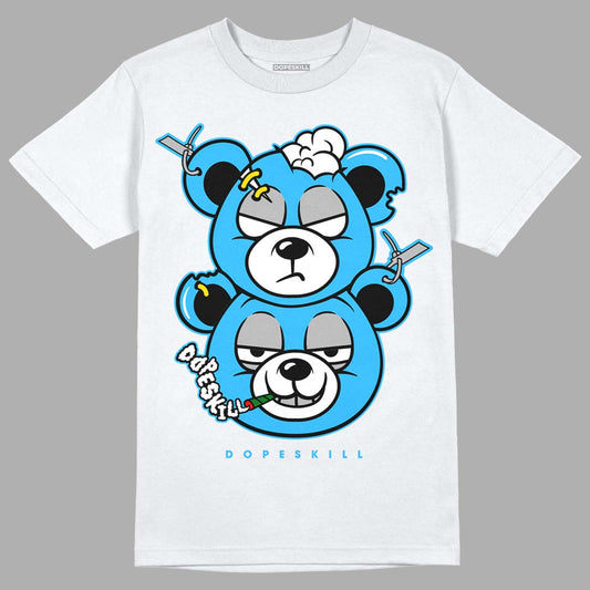 Jordan 2 Low "University Blue" DopeSkill T-Shirt New Double Bear Graphic Streetwear - White