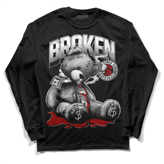 Jordan 14 "Black/White" DopeSkill Long Sleeve T-Shirt Sick Bear Graphic Streetwear - Black