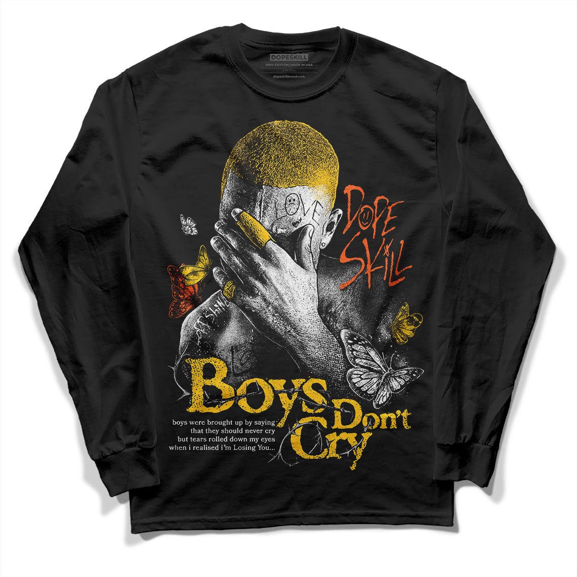 Yellow Sneakers DopeSkill Long Sleeve T-Shirt Boys Don't Cry Graphic Streetwear - Black