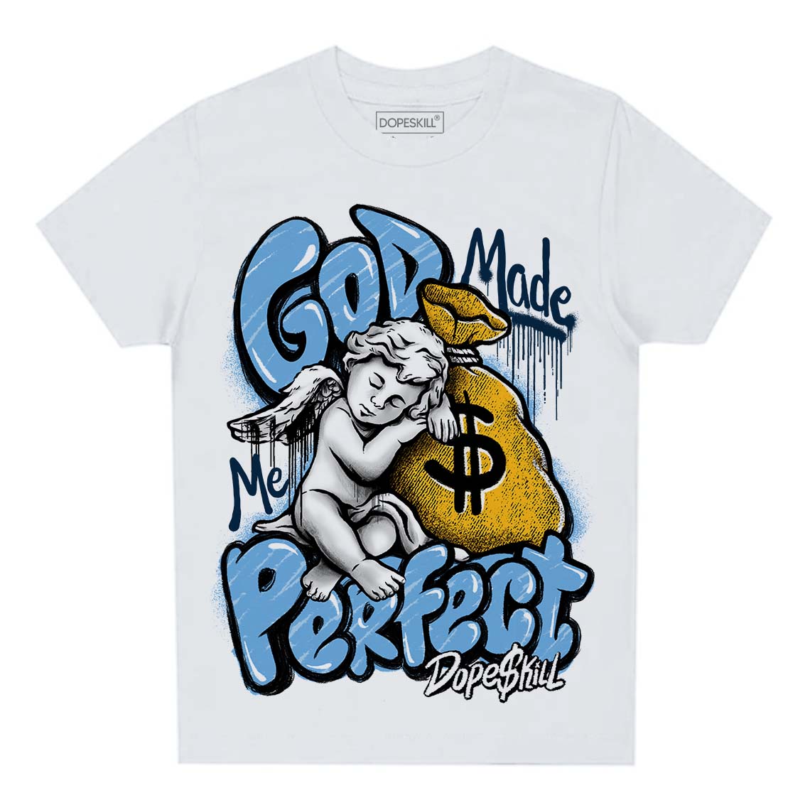 Jordan 1 High OG “First in Flight” DopeSkill Toddler Kids T-shirt God Made Me Perfect Graphic Streetwear - White