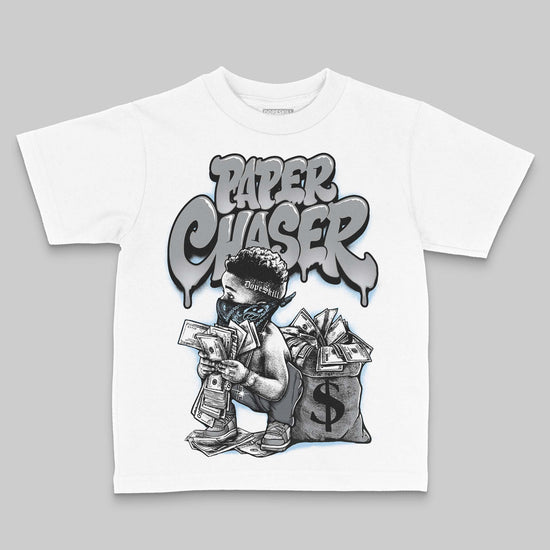 Jordan 5 Retro Wolf Grey (2026) DopeSkill Toddler Kids T-shirt Paper Chaser Boy Graphic Streetwear - White 