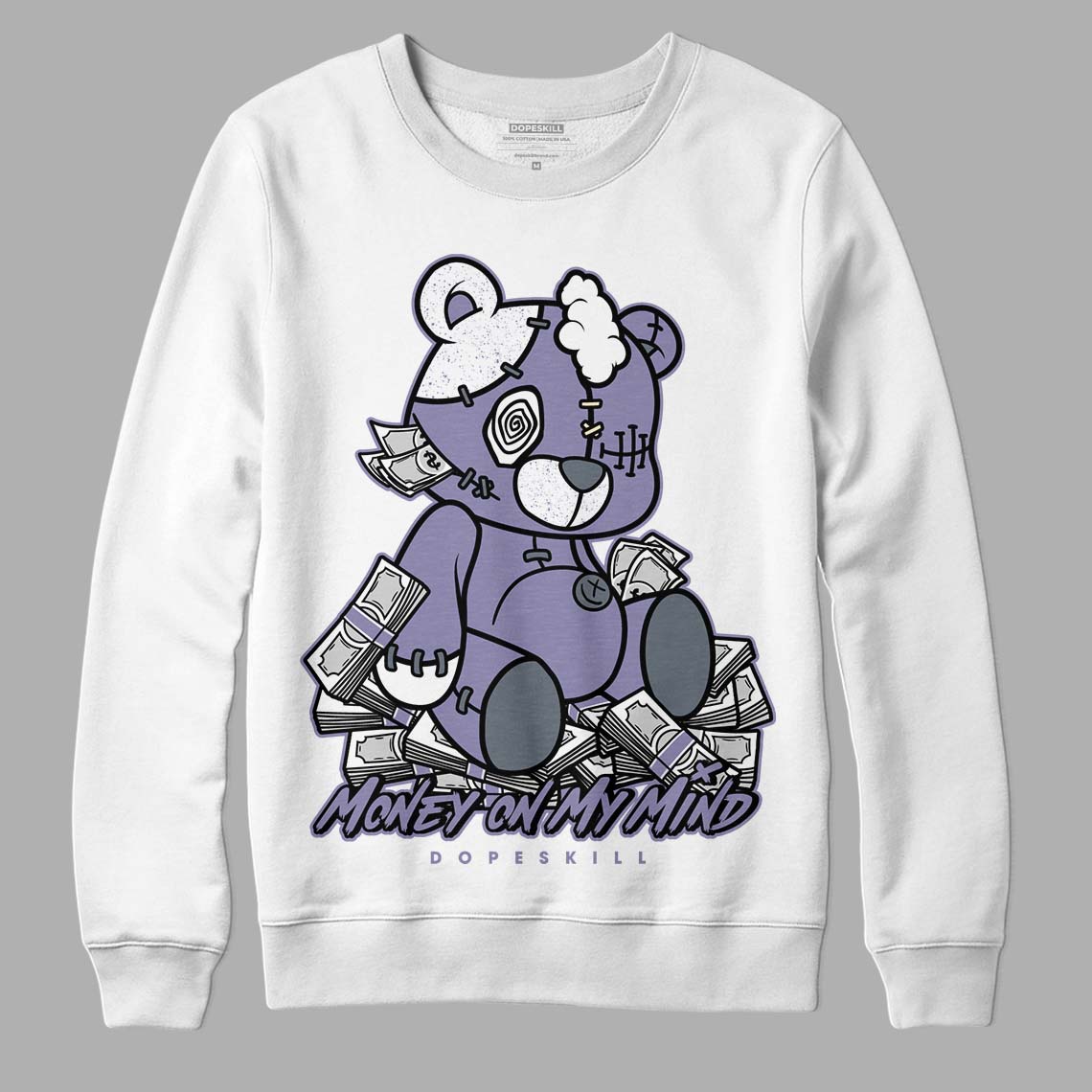 Jordan 5 Retro Low Indigo Haze DopeSkill Sweatshirt MOMM Bear Graphic Streetwear - White