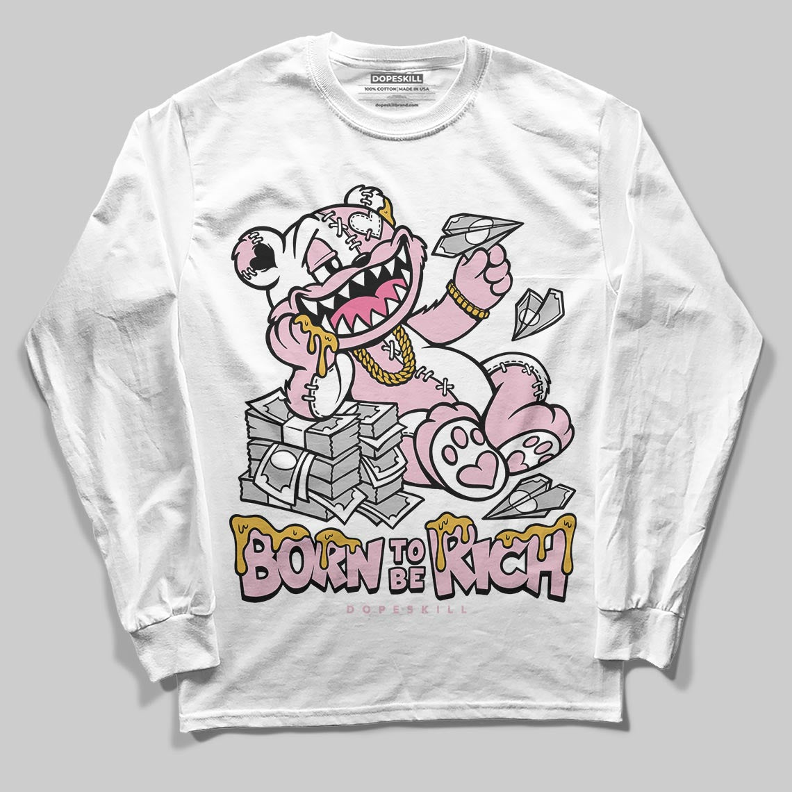 Jordan 5 OG “35th Anniversary” DopeSkill Long Sleeve T-Shirt Born To Be Rich Graphic Streetwear - White 