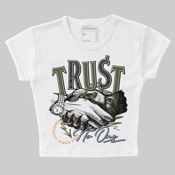 Jordan 5 "Olive" DopeSkill Women's Crop Top Trust No One Graphic Streetwear - White 