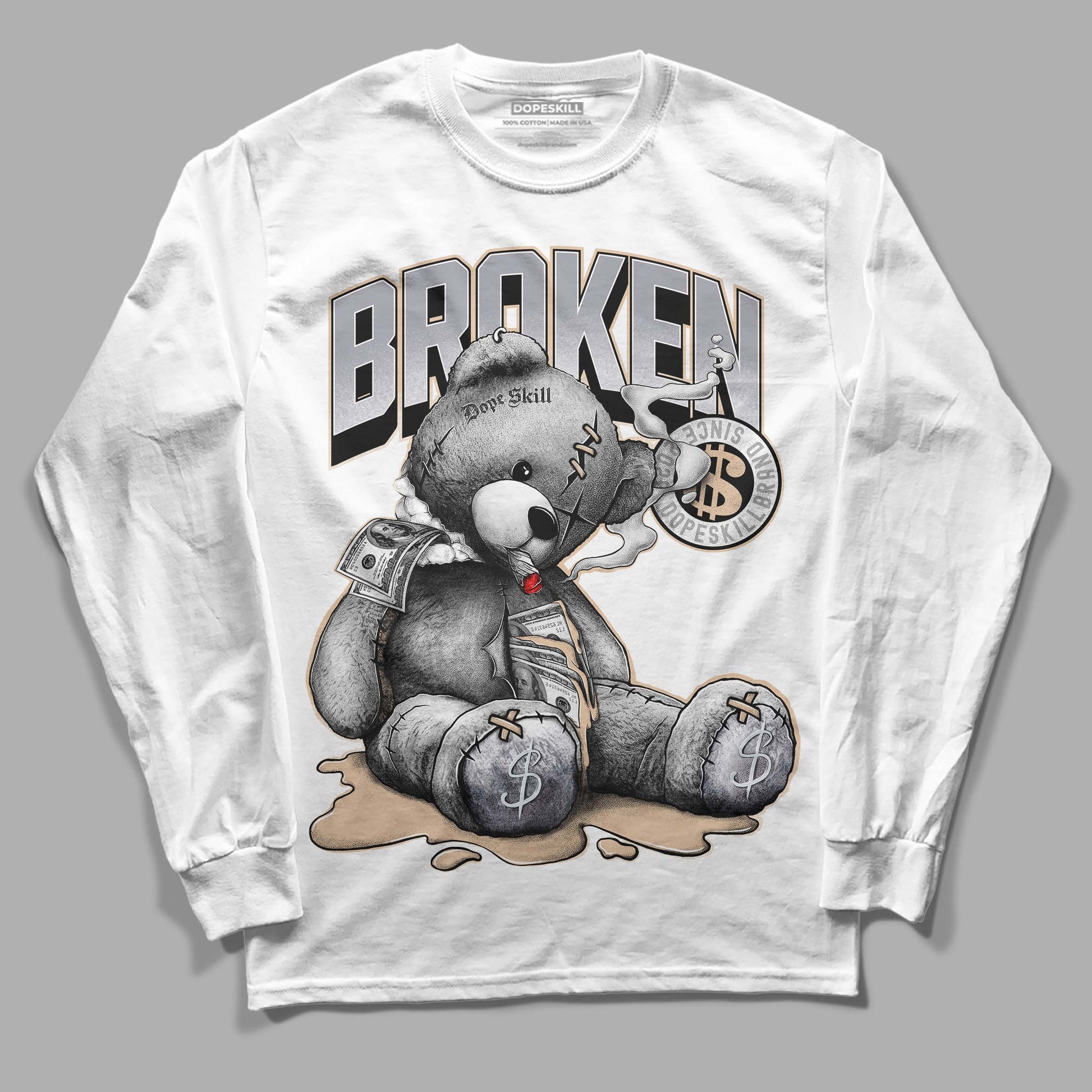 Jordan 4 Retro Frozen Moments DopeSkill Long Sleeve T-Shirt Sick Bear Graphic Streetwear - White 