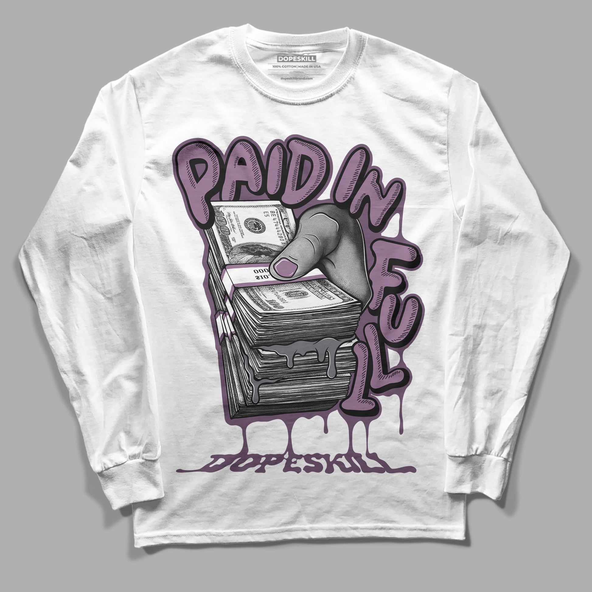 Jordan 2 “Mauve/Off-Noir” DopeSkill Long Sleeve T-Shirt Paid In Full Graphic Streetwear - White 