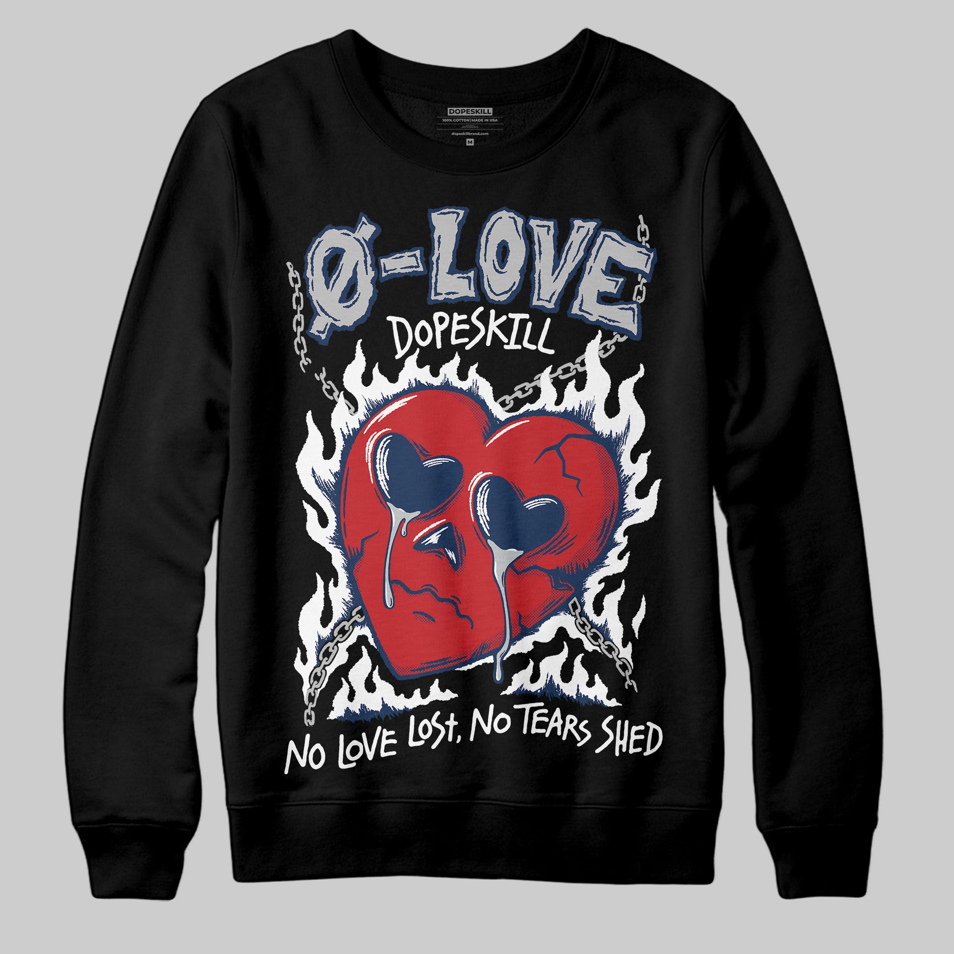 Jordan 4 SB “Summit White/Navy” DopeSkill Sweatshirt Crying Heart Graphic Streetwear - Black