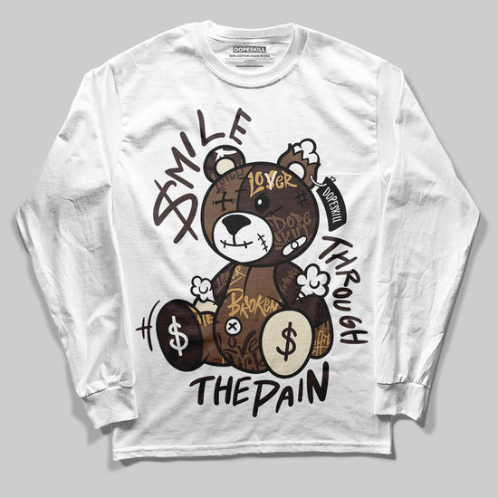 Jordan 5 “Earth/Metallic Gold” DopeSkill Long Sleeve T-Shirt Smile Through The Pain Graphic Streetwear - Black