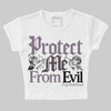 A Ma Maniére x Air Jordan 3 Black Violet Ore DopeSkill Women's Crop Top Protect Me From Evil Graphic Streetwear - White 