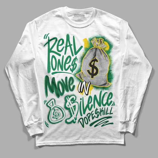 Green Sneakers DopeSkill Long Sleeve T-Shirt Real Ones Move In Silence Graphic Streetwear - White 