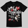 Jordan 3 Retro Black Cat DopeSkill T-Shirt New Love Heals Graphic Streetwear - black