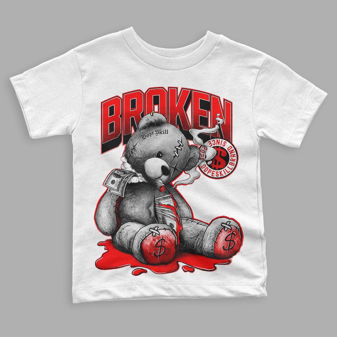 Jordan 1 Retro High OG "Satin Bred" DopeSkill Toddler Kids T-shirt Sick Bear Graphic Streetwear - White 