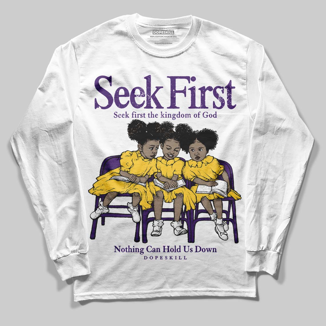 Jordan 12 “Field Purple” DopeSkill Long Sleeve T-Shirt New Seek First Graphic Streetwear - White