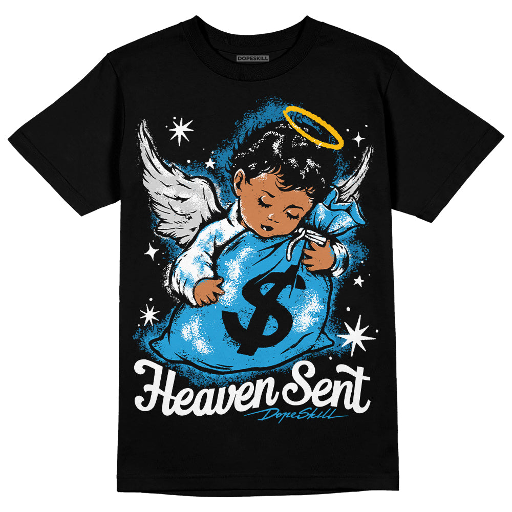 Jordan 4 Retro Military Blue DopeSkill T-Shirt Heaven Sent Graphic Streetwear - Black