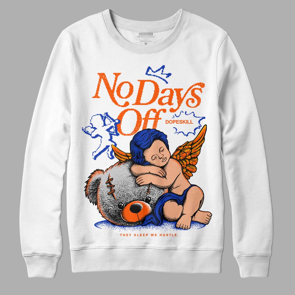 Dunk Low Futura Orange Blaze DopeSkill Sweatshirt New No Days Off Graphic Streetwear - White