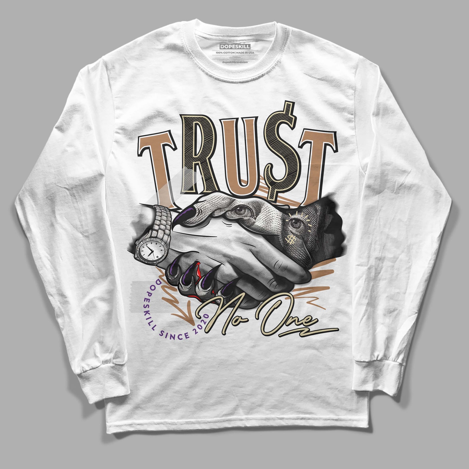 Jordan 6 WMNS Gore-Tex Brown Kelp DopeSkill Long Sleeve T-Shirt Trust No One Graphic Streetwear - White