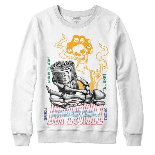 Jordan 1 Mid GS 'Six Championships' DopeSkill Sweatshirt Show Me The Money Graphic Streetwear - White