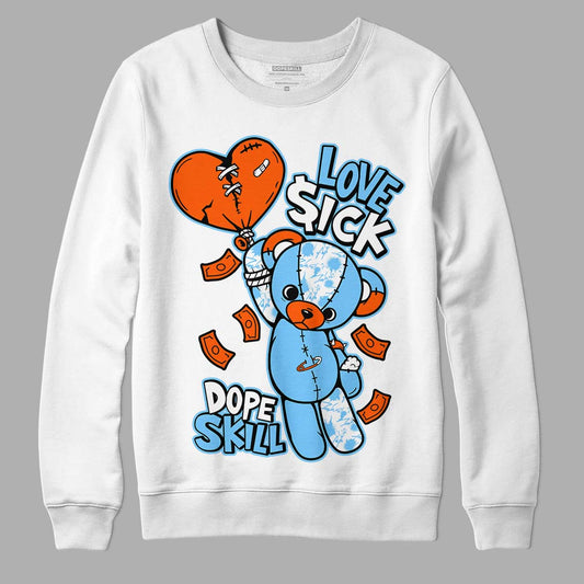Dunk Low Futura University Blue DopeSkill Sweatshirt Love Sick Graphic Streetwear - White