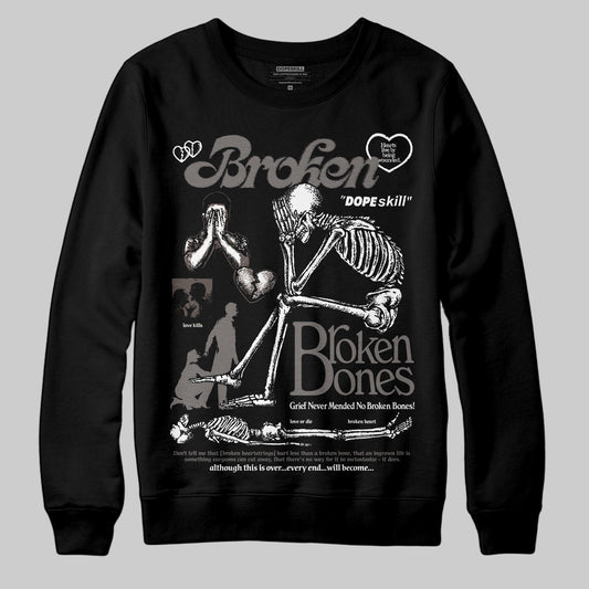 Jordan 4 Retro Cave Stone DopeSkill Sweatshirt Broken Bones Graphic Streetwear - Black