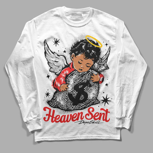 Jordan Spizike Low Bred DopeSkill Long Sleeve T-Shirt Heaven Sent Graphic Streetwear - White 