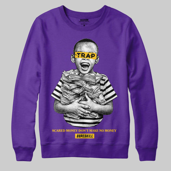PURPLE Sneakers DopeSkill Sweatshirt Scared Money Don't Make No Money Graphic Streetwear - Purple