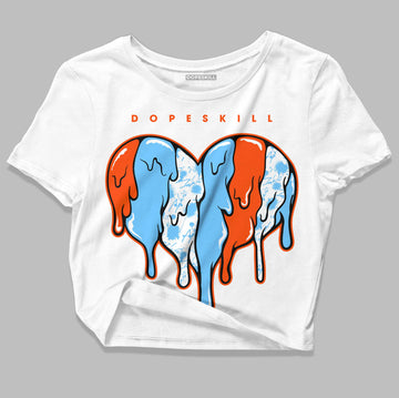 Dunk Low Futura University Blue DopeSkill Women's Crop Top Slime Drip Heart Graphic Streetwear - White