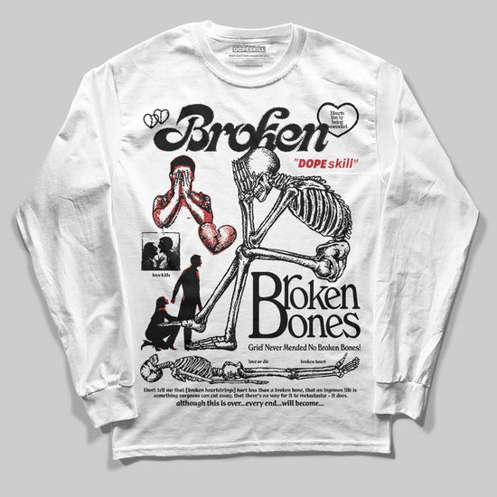 Jordan 14 Retro ‘Black Toe’ DopeSkill Long Sleeve T-Shirt Broken Bones Graphic Streetwear - White