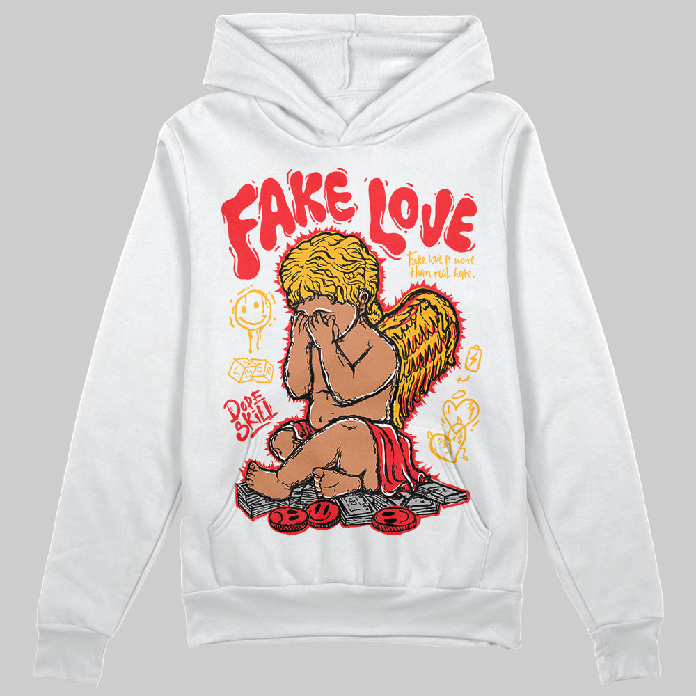 Red Sneakers DopeSkill Hoodie Sweatshirt New Fake Love Graphic Streetwear - White 