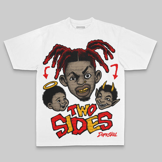 Red Oversize Print Two Sides DopeSkill Graphic Premium T-shirt Streetwear - White 