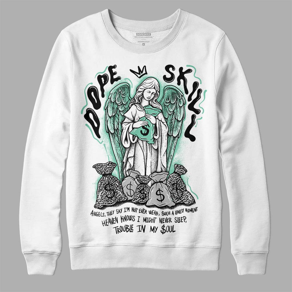 Jordan 3 "Green Glow" DopeSkill Sweatshirt Angels Graphic Streetwear - White 