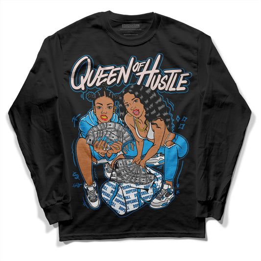 Jordan 4 Retro Military Blue DopeSkill Long Sleeve T-Shirt Queen Of Hustle Graphic Streetwear - Black