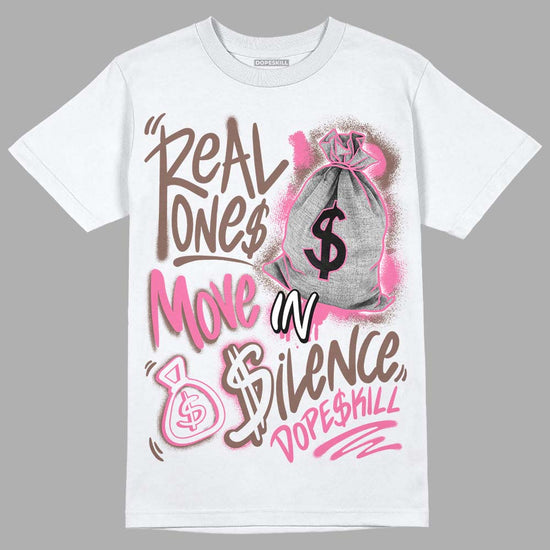 Dunk Low Smokey Mauve Playful Pink DopeSkill T-Shirt Real Ones Move In Silence Graphic Streetwear - White 