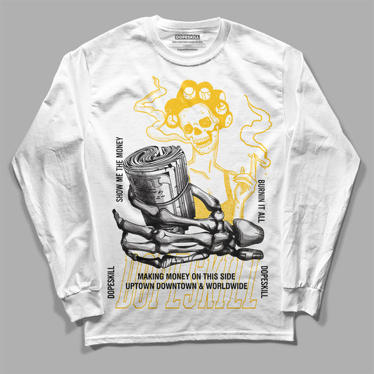 Yellow Sneakers DopeSkill Long Sleeve T-Shirt Show Me The Money Graphic Streetwear - White