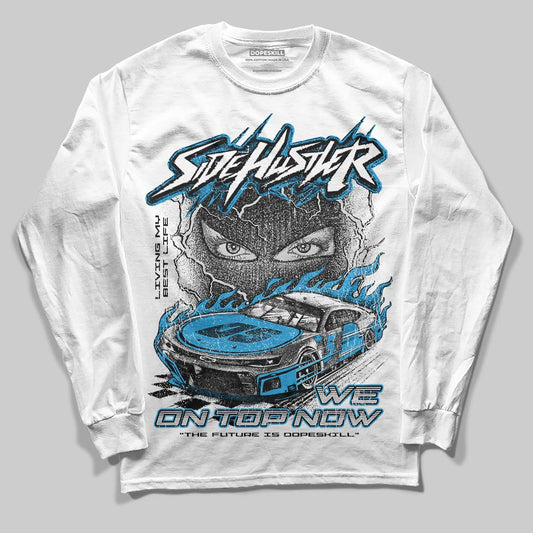 Jordan 4 Retro Military Blue DopeSkill Long Sleeve T-Shirt Flexin' Graphic Streetwear - White