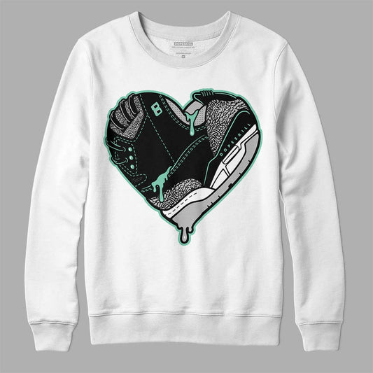 Jordan 3 "Green Glow" DopeSkill Sweatshirt Heart Jordan 3 Graphic Streetwear - White 
