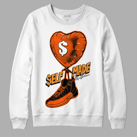 Jordan 12 Retro Brilliant Orange DopeSkill Sweatshirt Self Made Graphic Streetwear - White