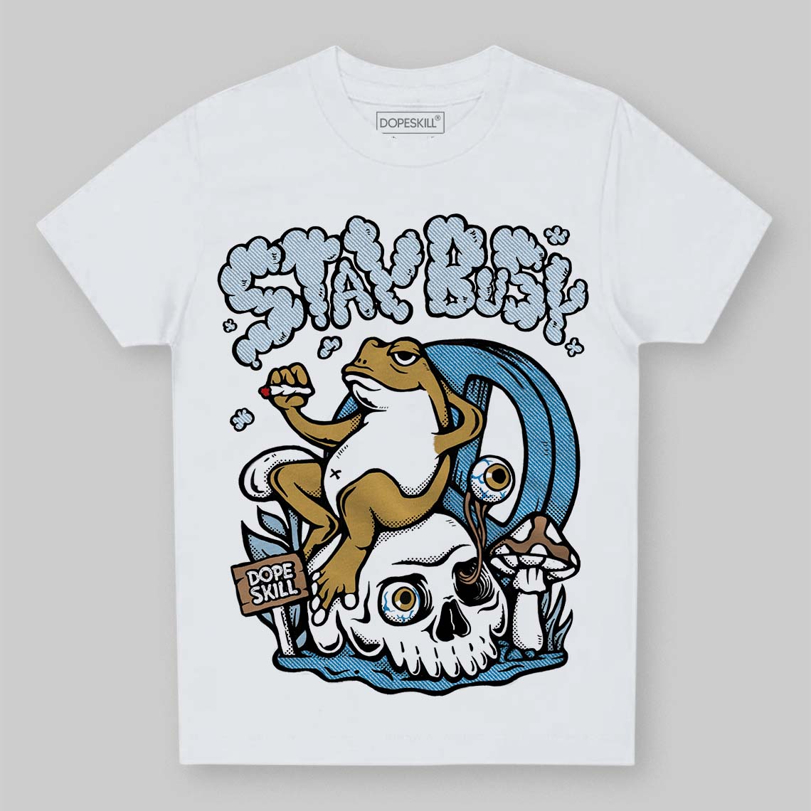 Jordan 4 Denim “Worn Blue” DopeSkill Toddler Kids T-shirt Stay Busy Graphic Streetwear - White