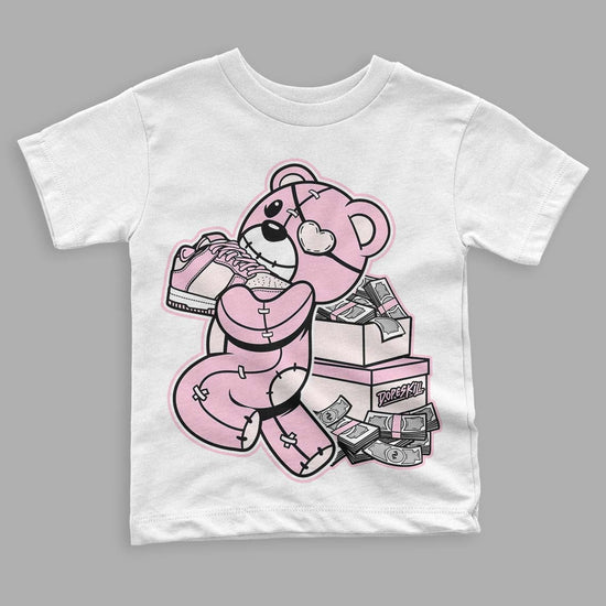 Dunk Low LX Pink Foam DopeSkill Toddler Kids T-shirt Bear Steals Sneaker Graphic Streetwear - White