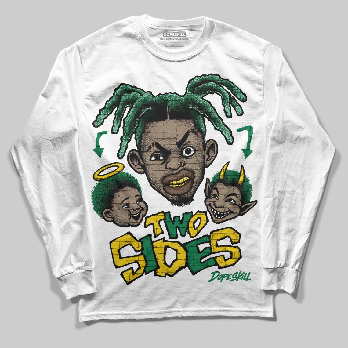 Green Sneakers DopeSkill Long Sleeve T-Shirt Two Sides Graphic Streetwear - White