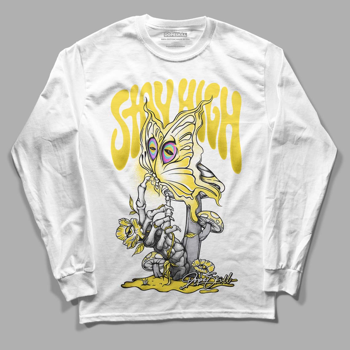 Wmns Air Jordan 11 Low 'Yellow Snakeskin' DopeSkill Long Sleeve T-Shirt Stay High Graphic Streetwear - White