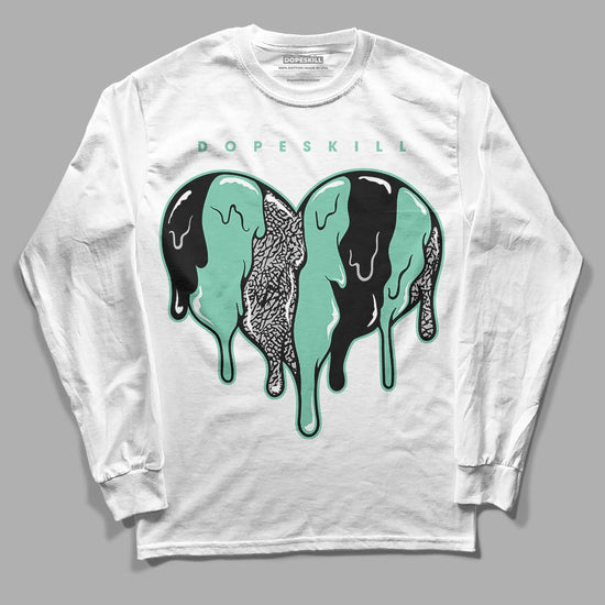 Jordan 3 "Green Glow" DopeSkill Long Sleeve T-Shirt Slime Drip Heart Graphic Streetwear - White 