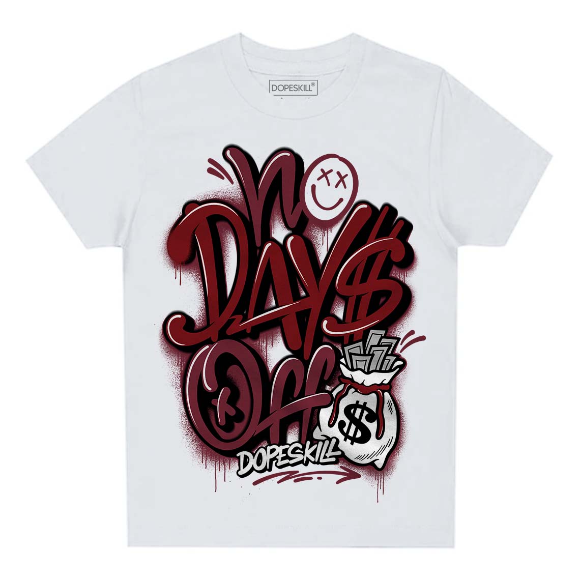 Jordan 1 Retro High OG “Team Red” DopeSkill Toddler Kids T-shirt No Days Off Graphic Streetwear - White