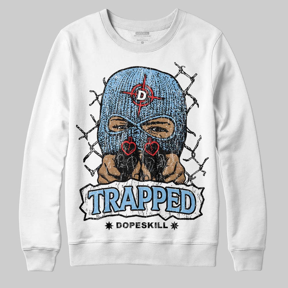 University Blue Sneakers DopeSkill Sweatshirt New Trapped Graphic Streetwear - White