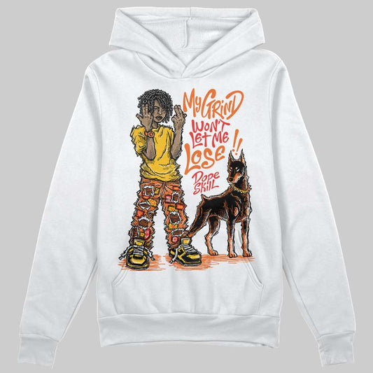 Orange, Black and White Sneakers DopeSkill Hoodie Sweatshirt My Grind Won't Let Me Lose Graphic Streetwear - White