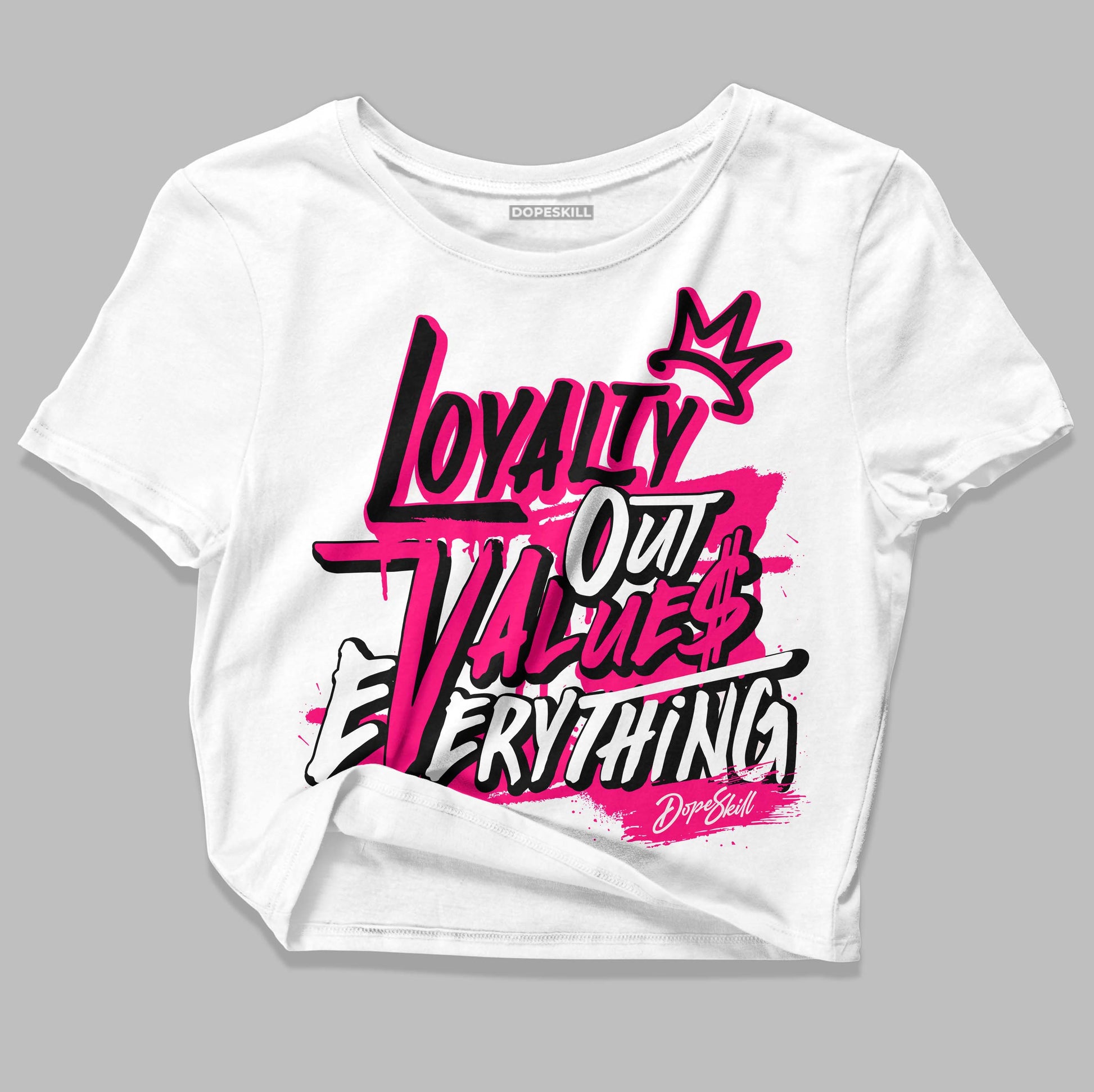 Jordan 1 Low GS “Fierce Pink” Dopeskill Women's Crop Top LOVE Graphic Streetwear - White 