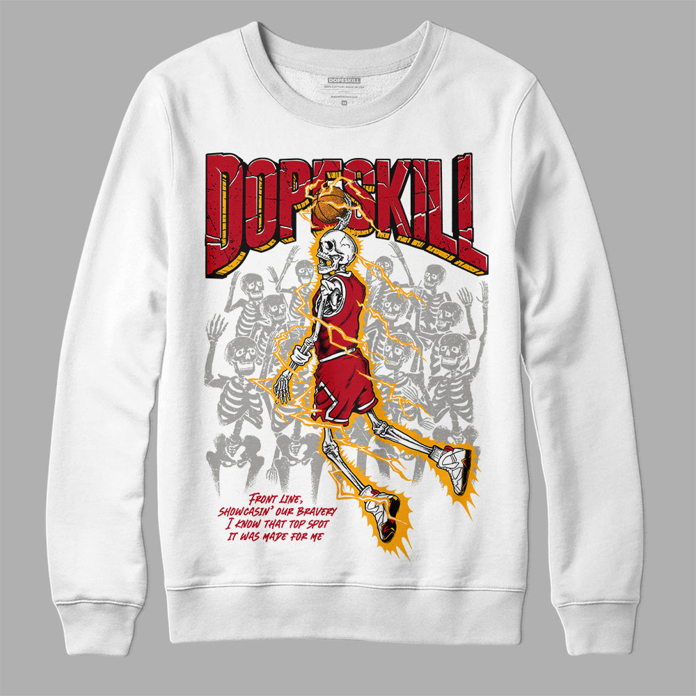 Jordan 7 Retro Cardinal DopeSkill Sweatshirt Thunder Dunk Graphic Streetwear - White 