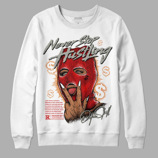 Jordan 3 Fire Red DopeSkill Sweatshirt Never Stop Hustling Graphic Streetwear - White 