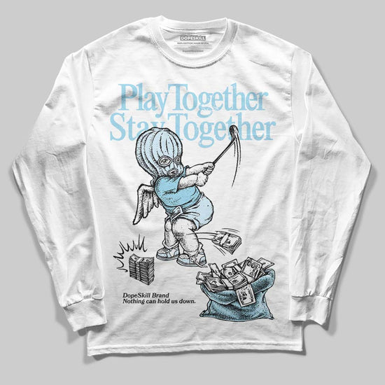 Vans Knu Stack Vintage Satin Dream Blue DopeSkill Long Sleeve T-Shirt Play together, Stay together Graphic Streetwear - White